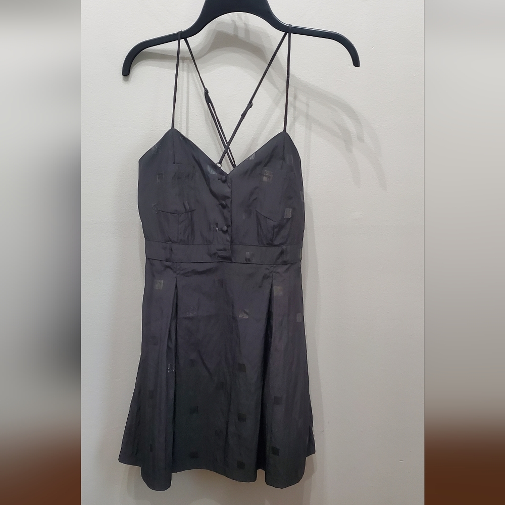 INSIGHT BLACK SPAGHETTI STRAP MINI FIT AND FLARE DRESS WITH POCKETS - Picture 2 of 11